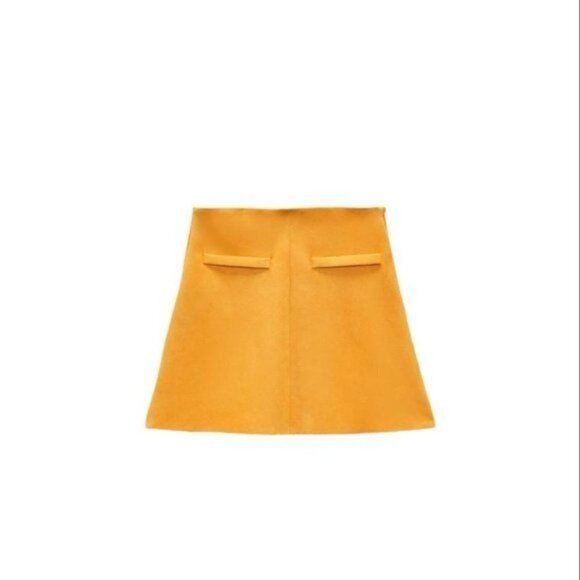 Zara Dresses & Skirts - ZARA FAUX SUEDE MINI SKIRT FITTED ORANGE SIZE M  2712/161/615